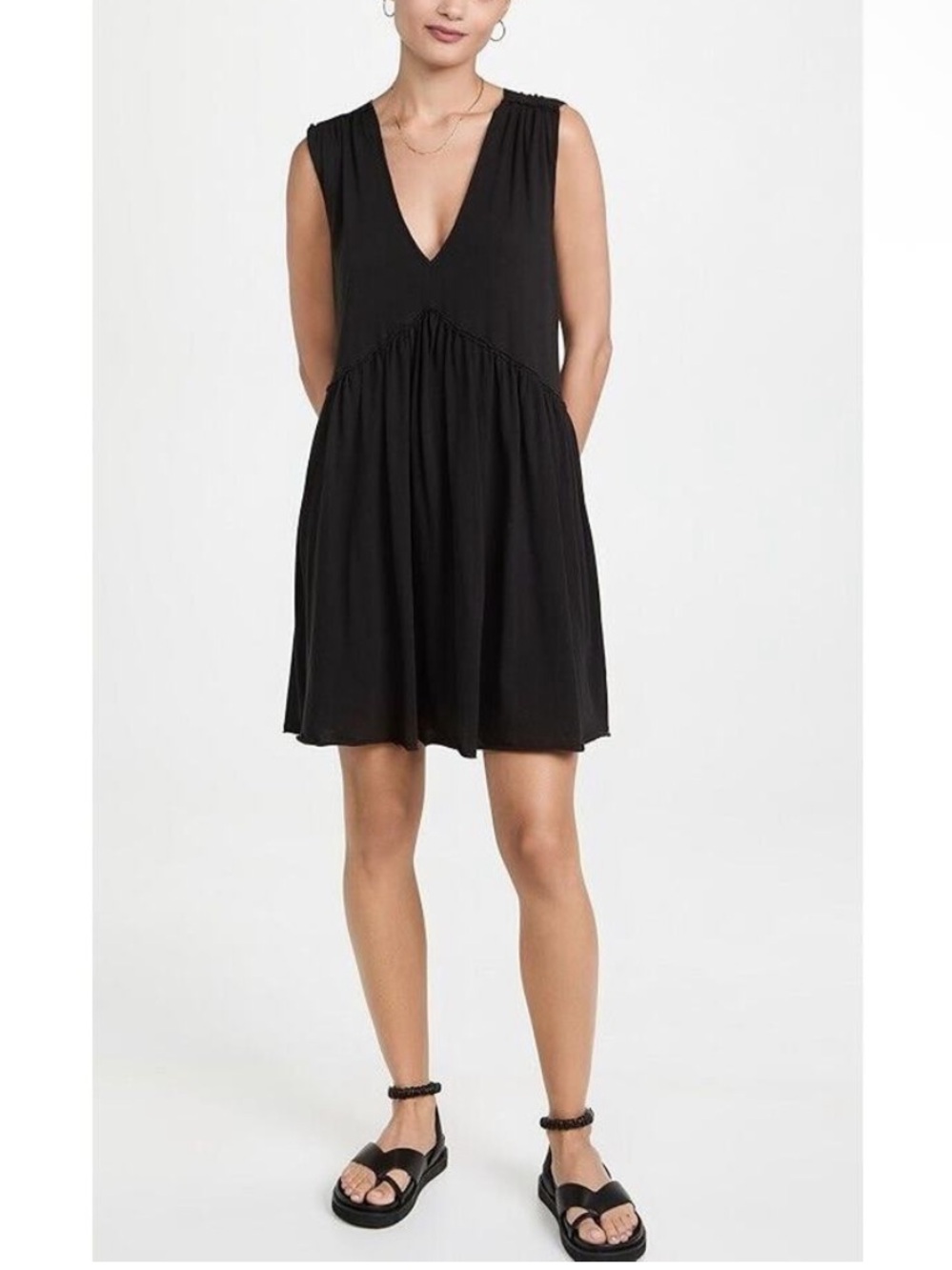 ATM Anthony Thomas Melillo Vintage Jersey Sleeveless V-Neck Dress